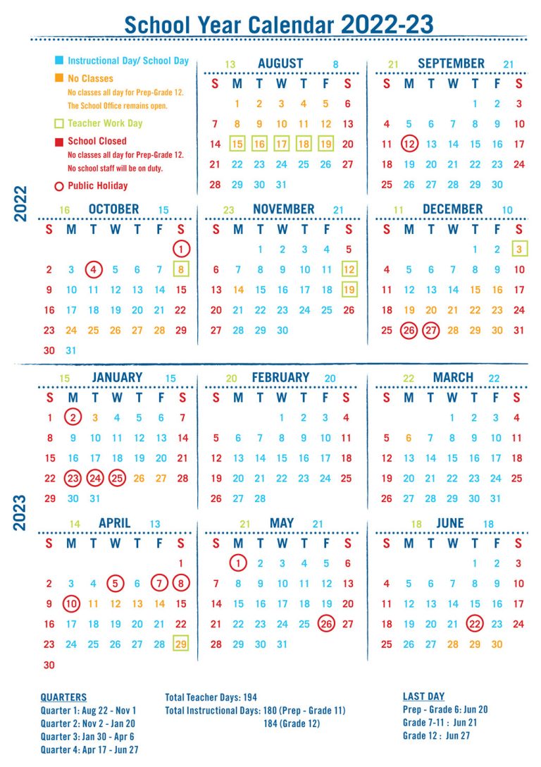 School Year Calendar - Christian Alliance International School of Hong Kong