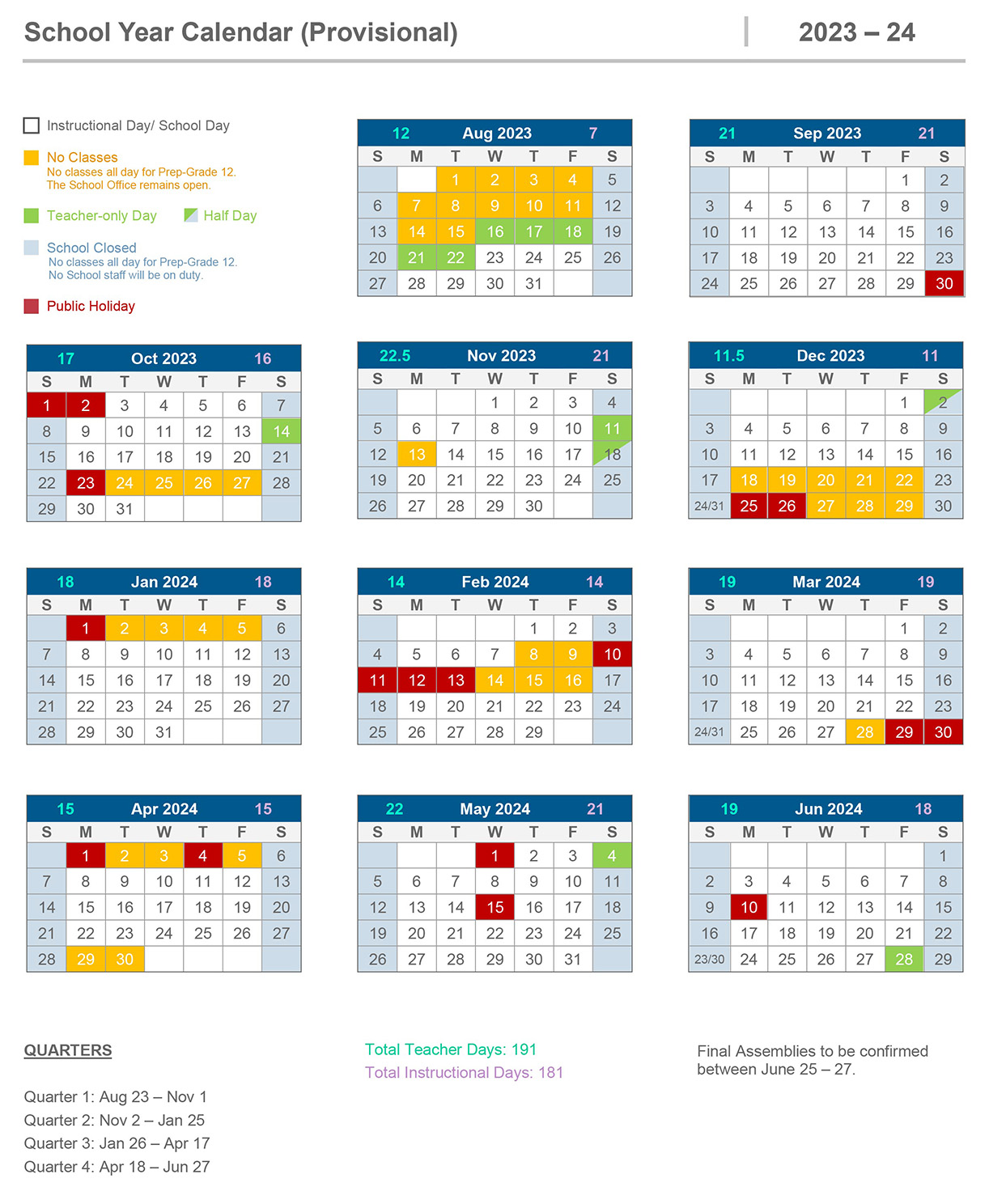 School Year Calendar - Christian Alliance International School of Hong Kong